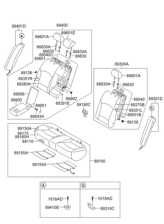 Hyundai 89395-3Q200-RCP Rear Seat Side Back Assembly Left Hand 89395-3Q200-RCP Hyundai Rear Seat Side Back Assembly Left Hand