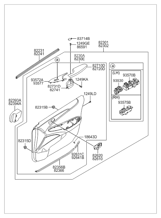 Hyundai 82303-3Q020-5RY Panel Complete Front Door Trim Left Hand 82303-3Q020-5RY Hyundai Panel Complete Front Door Trim Left Hand