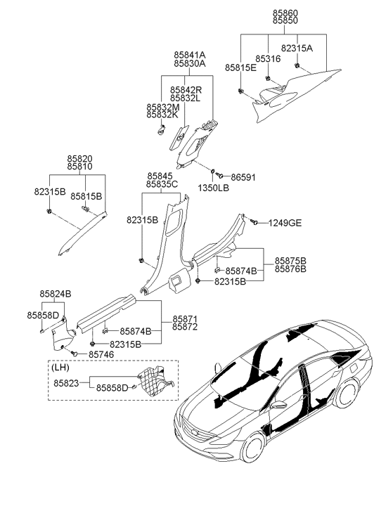 Hyundai 85824-3Q100-RY Cowl Side Trim Assembly Right Hand 85824-3Q100-RY Hyundai Cowl Side Trim Assembly Right Hand