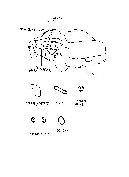 Hyundai 91763-22101 Silencer-Front Pillar Inner Lower,LH 91763-22101 Hyundai Silencer-Front Pillar Inner Lower,LH