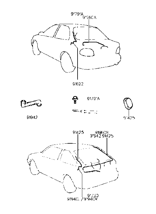 91960-22300 Hyundai Tail Gate Wiring Assembly