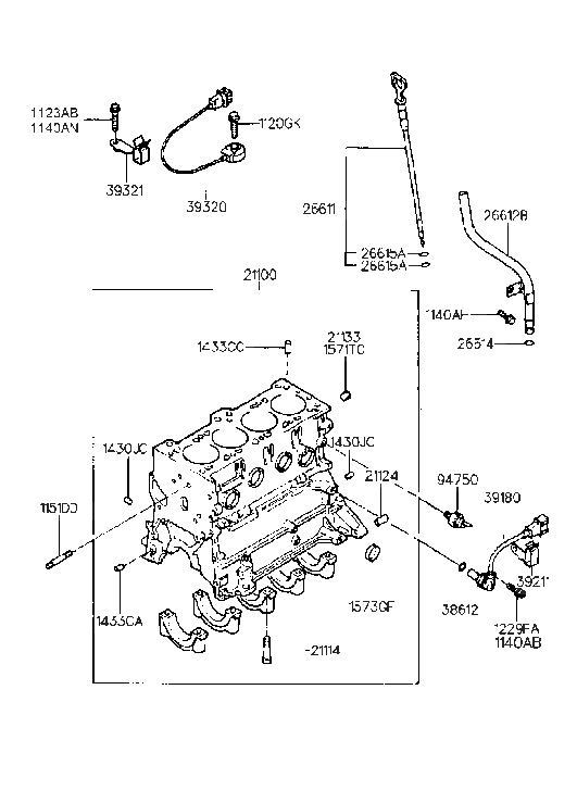 Hyundai 21100-22R00 Cylinder Block Assembly 21100-22R00 Hyundai Cylinder Block Assembly
