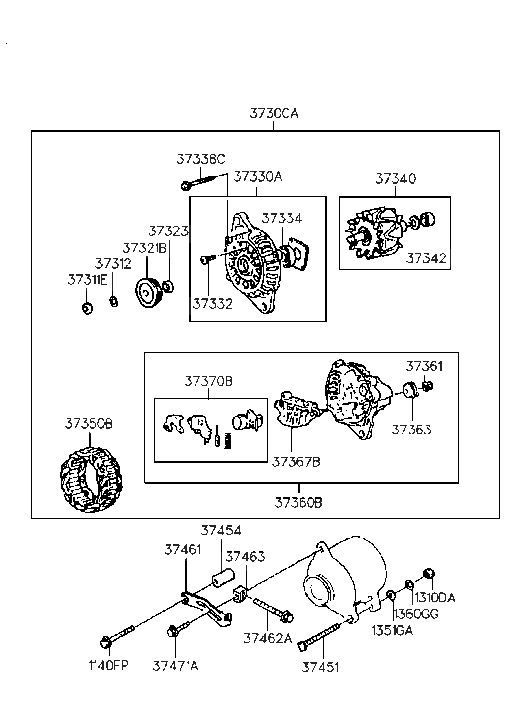 Hyundai 37330-22021 Bracket Assembly-Generator Front 37330-22021 Hyundai Bracket Assembly-Generator Front