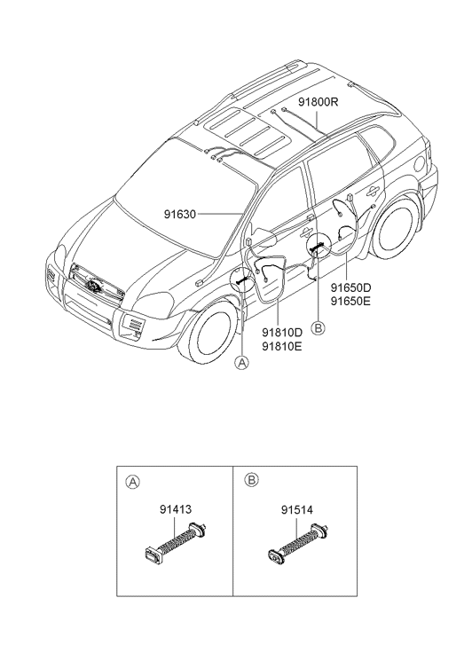91600-2E251 Hyundai Front Door Wiring Assembly (Driver)