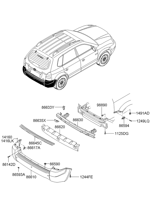 86617-2E000 Hyundai Bracket-Rear Bumper Side