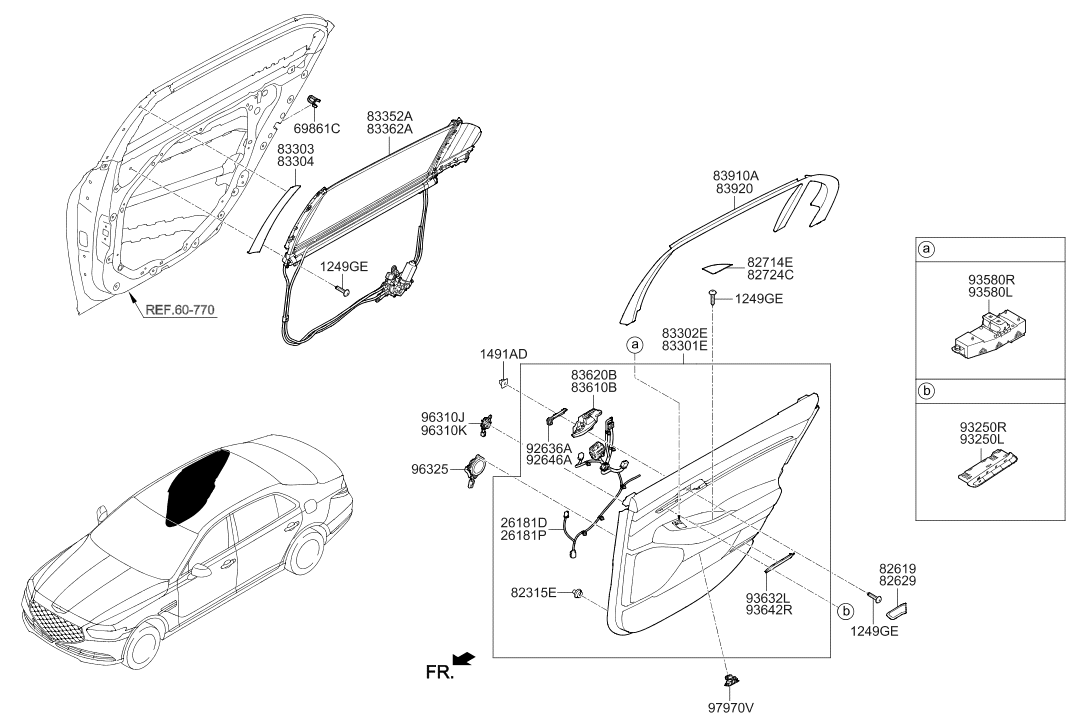 83307-D2EP0-NO3 Hyundai Rear Door Trim Panel Assembly Left Hand