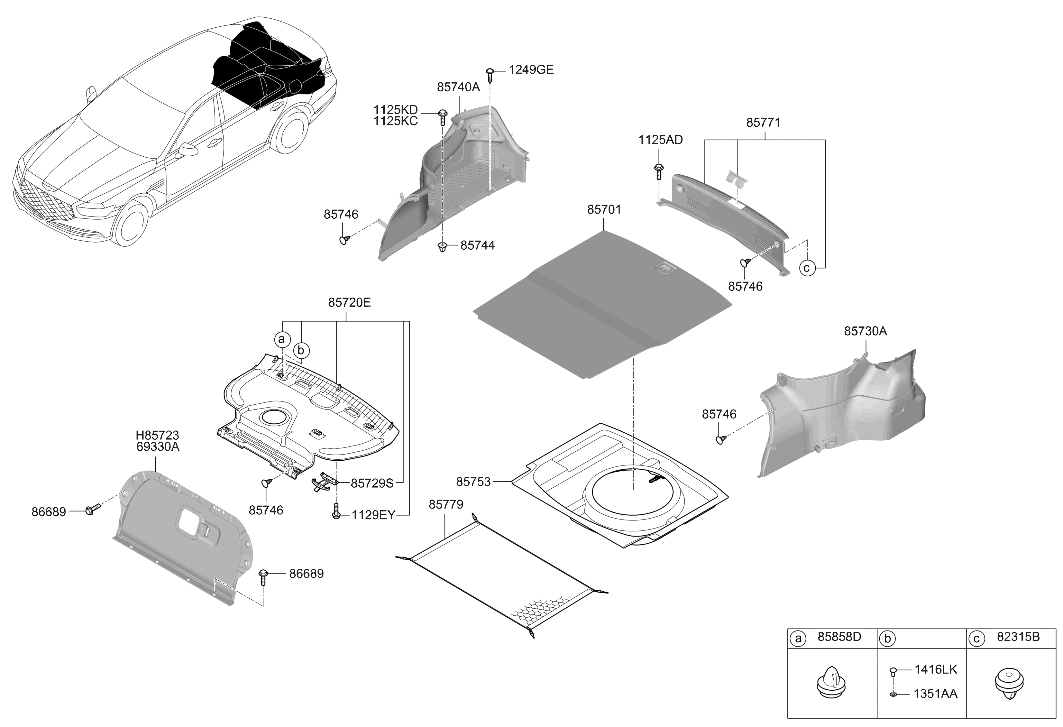 85725-D2700 Hyundai Trim Assembly-LUGG Partition,LWR