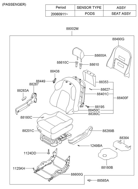 88004-2C250-GAB Hyundai Passenger Seat Assembly