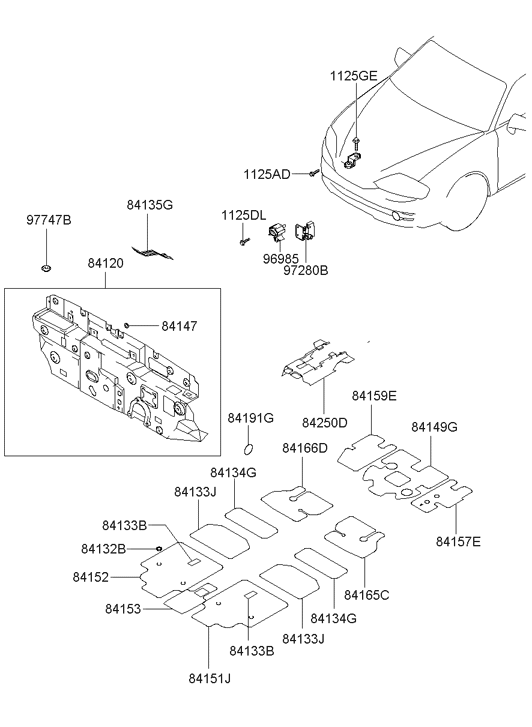 Hyundai 84151-2D000 Pad-ANTIVIBRATION Ctr FLR Tunnel FR 84151-2D000 Hyundai Pad-ANTIVIBRATION Ctr FLR Tunnel FR
