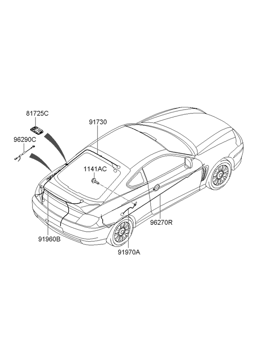 91970-2C110 Hyundai Tail Gate Extension Wiring Assembly