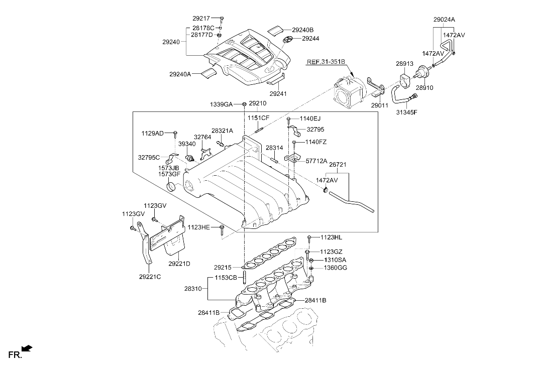 Hyundai 29210-37301 Surge Air Intake Tank Assembly 29210-37301 Hyundai Surge Air Intake Tank Assembly