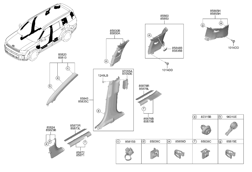 85845-R6000-4NB Hyundai Trim Assembly Center Pillar Lower Right Hand