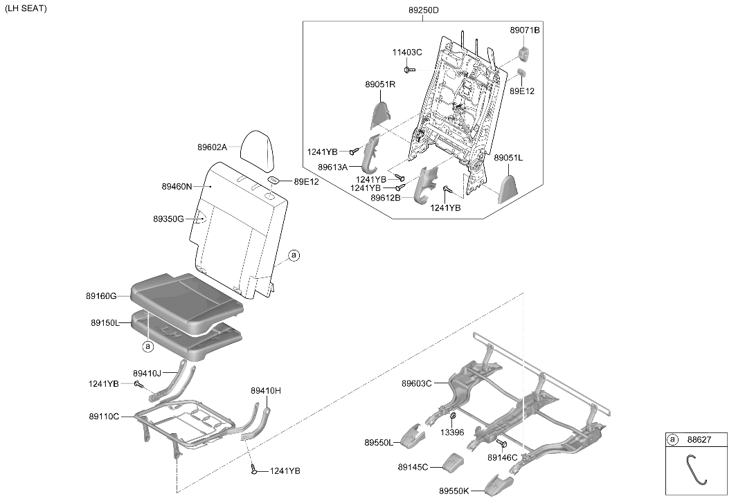 Hyundai 89A12-R6000 FRAME ASSY-3RD SEAT CUSH,LH 89A12-R6000 Hyundai FRAME ASSY-3RD SEAT CUSH,LH