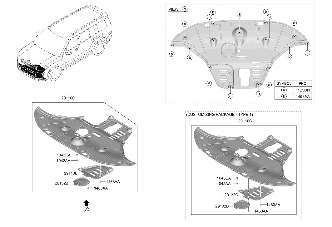 29113-R6000 Hyundai PANEL-UNDER COVER DRAIN