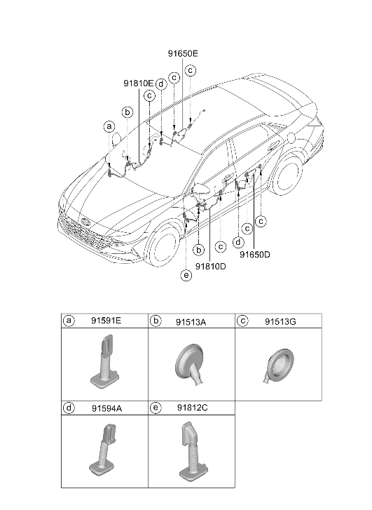 Hyundai 91630-AA010 Rear Door Wiring Assembly Right Hand 91630-AA010 Hyundai Rear Door Wiring Assembly Right Hand
