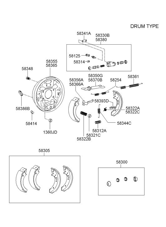 58312-38001 Hyundai Spring-Shoe Return,Lower