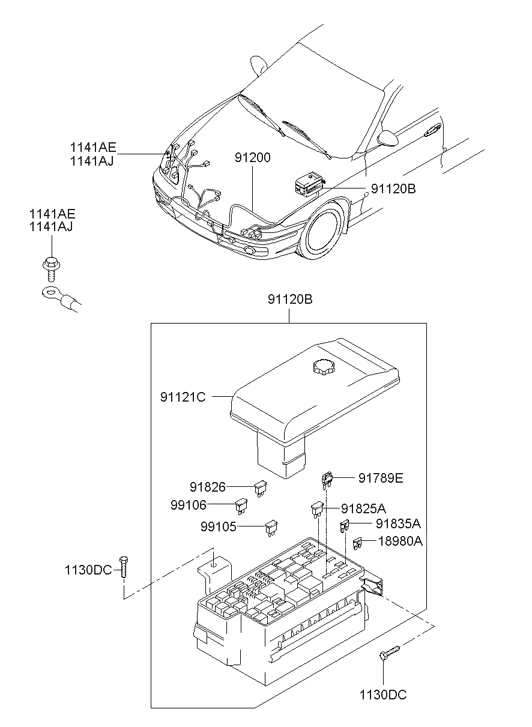 91200-3D331 Hyundai Wiring Assembly Engine