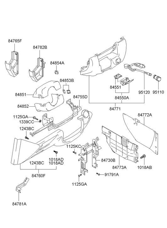84550-3C000-A Hyundai Housing-Ash Tray Inner