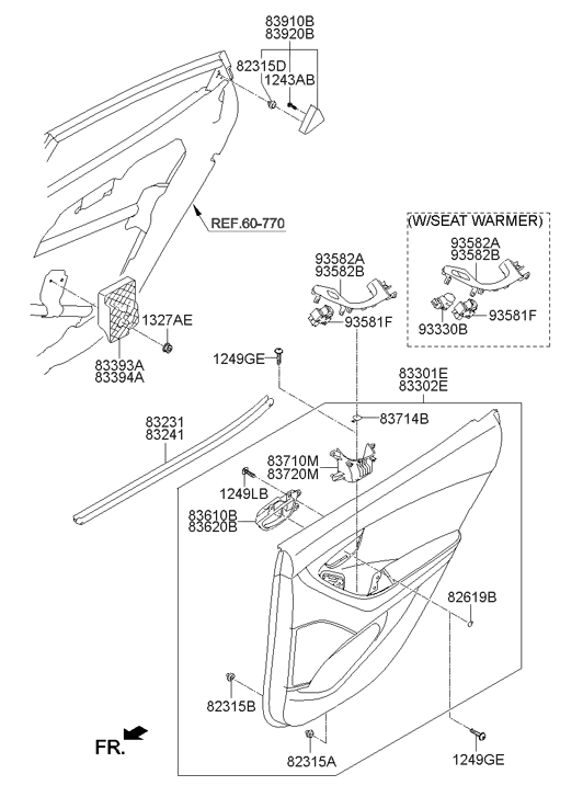 83305-3X052-RKK Hyundai Rear Door Trim Panel Assembly Left Hand