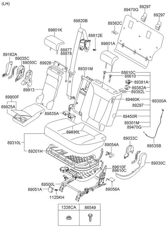 Hyundai 89050-0W500-J4 Cover-2ND Cushion Inner Inside,LH 89050-0W500-J4 Hyundai Cover-2ND Cushion Inner Inside,LH