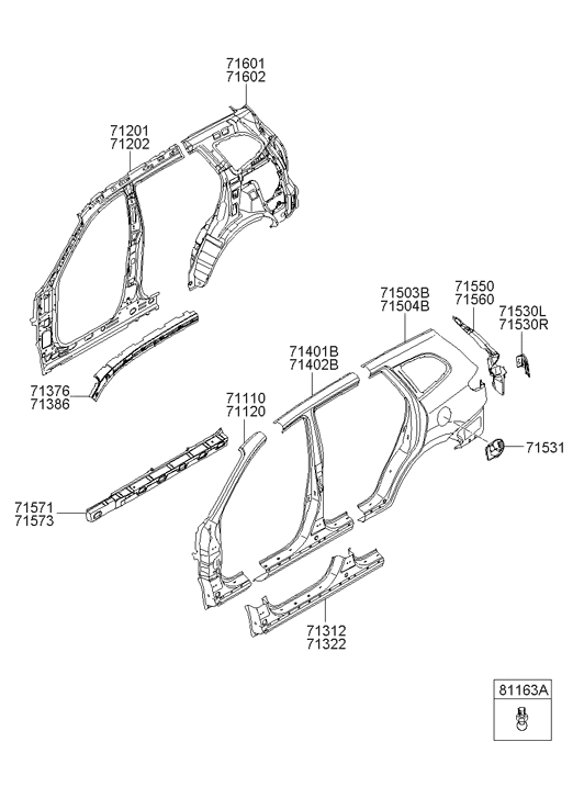 71520-0W000 Hyundai Extension Assembly-Quarter Outer Rear RH