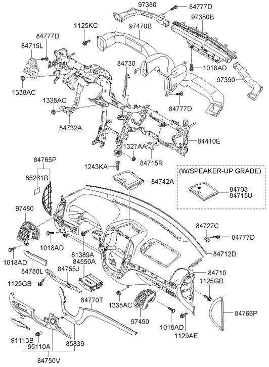 84710-2B000-J9 Hyundai Crash Pad Assembly Main