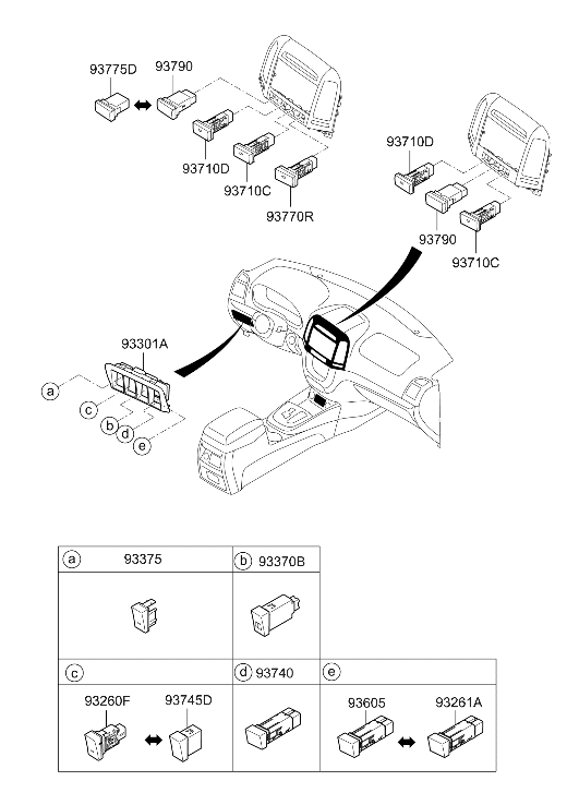 Hyundai 93740-2B305-J4 Switch Assembly Front Fog Lamp 93740-2B305-J4 Hyundai Switch Assembly Front Fog Lamp