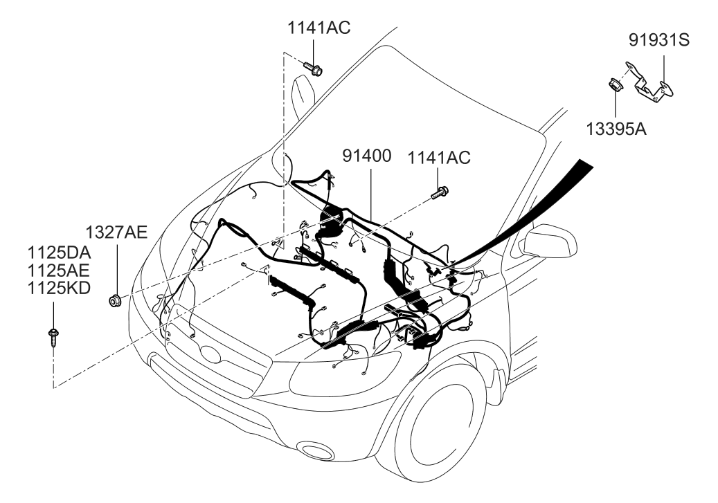 Hyundai 91400-0W193 Wiring Assembly-Engine Control Module 91400-0W193 Hyundai Wiring Assembly-Engine Control Module