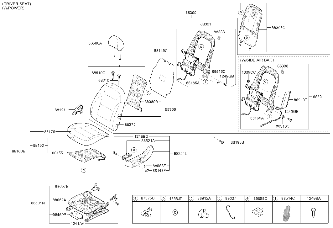 88300-G2065-WSC Hyundai Front Seat Back Assembly Left Hand