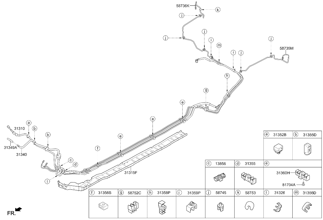 Hyundai 31315-G2000 Protector-Fuel Line Front 31315-G2000 Hyundai Protector-Fuel Line Front