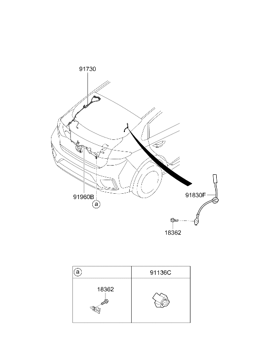 91830-G2000 Hyundai Wiring Harness-Rear Heated