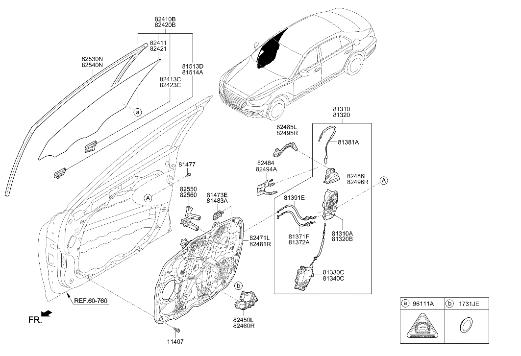 81311-D2010 Hyundai Latch Sub Assembly-FR Dr,LH