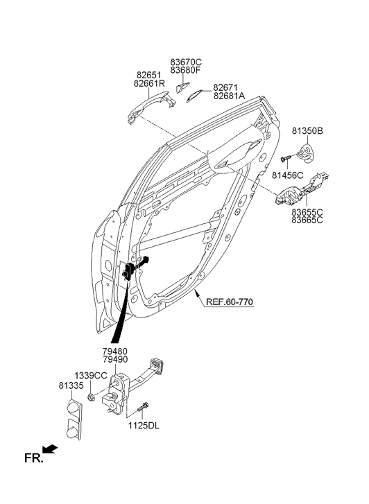 Hyundai 83652-3V000-VR5 Rear Door Outside Handle Cover Left Hand 83652-3V000-VR5 Hyundai Rear Door Outside Handle Cover Left Hand