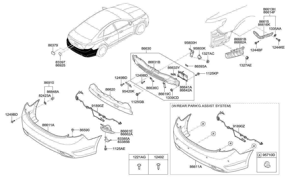 86631-3V100 Hyundai Rear Bumper Rail