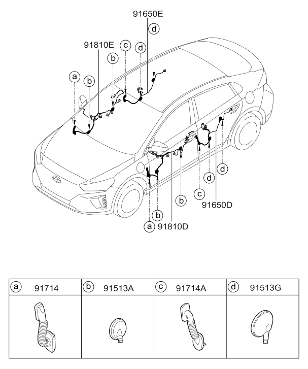 Hyundai 91600-G7010 Wiring Assembly Front Door (Driver) 91600-G7010 Hyundai Wiring Assembly Front Door (Driver)