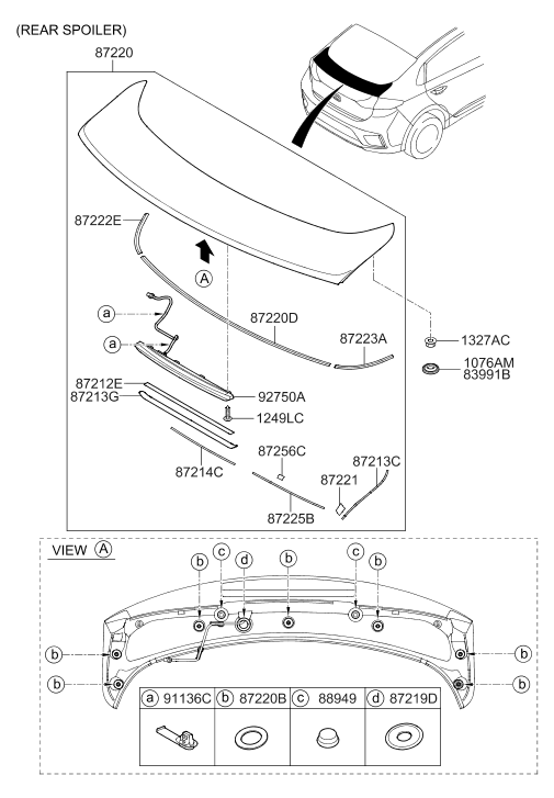 Hyundai 87225-G2000 Pad-RR Spoiler NO.08 87225-G2000 Hyundai Pad-RR Spoiler NO.08