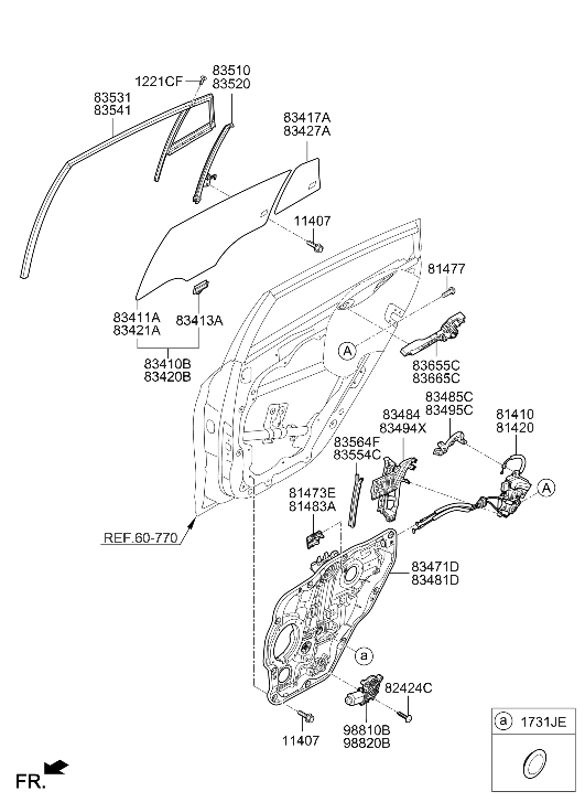 Hyundai 83421-G2020 Rear Door Window Glass Right Hand 83421-G2020 Hyundai Rear Door Window Glass Right Hand