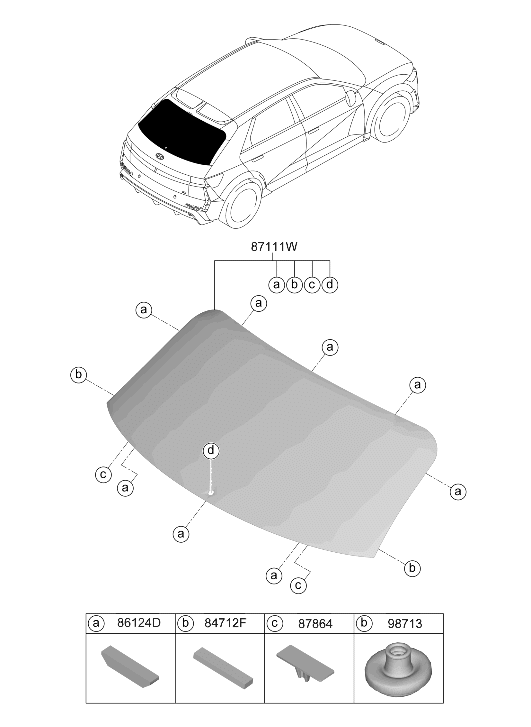Hyundai 87110-NI020 GLASS ASSY-TAIL GATE 87110-NI020 Hyundai GLASS ASSY-TAIL GATE