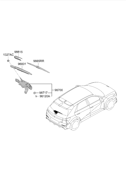 Hyundai 98850-NI000 BLADE ASSY-WIPER,RR 98850-NI000 Hyundai BLADE ASSY-WIPER,RR