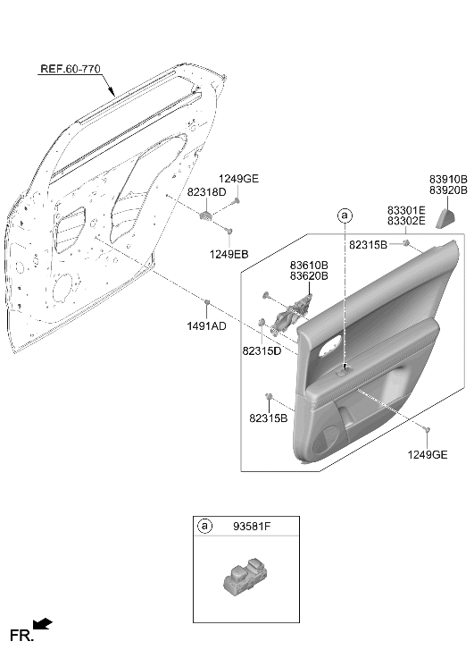 Hyundai 93581-GI000-MEE Power Window Sub Unit Assembly 93581-GI000-MEE Hyundai Power Window Sub Unit Assembly