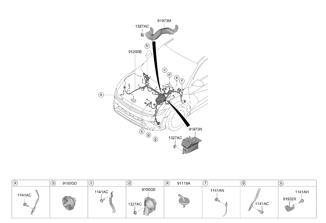 91200-NI140 Hyundai Wiring Assembly Front