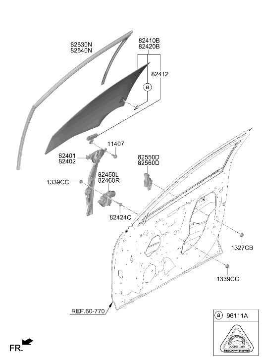Hyundai 82560-GI001 CHANNEL ASSY-FRONT DOOR LOWER 82560-GI001 Hyundai CHANNEL ASSY-FRONT DOOR LOWER