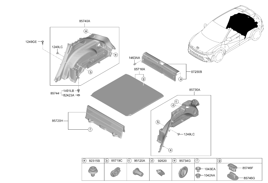 Hyundai 85725-NI000-NNB TRIM ASSY-LUGG PARTITION 85725-NI000-NNB Hyundai TRIM ASSY-LUGG PARTITION