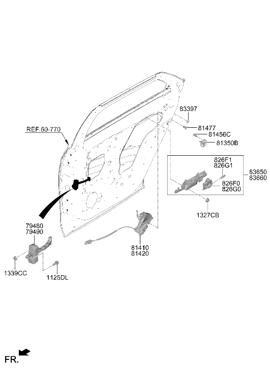 Hyundai 83650-NI200-SFB Rear Door Outside Handle Assembly 83650-NI200-SFB Hyundai Rear Door Outside Handle Assembly