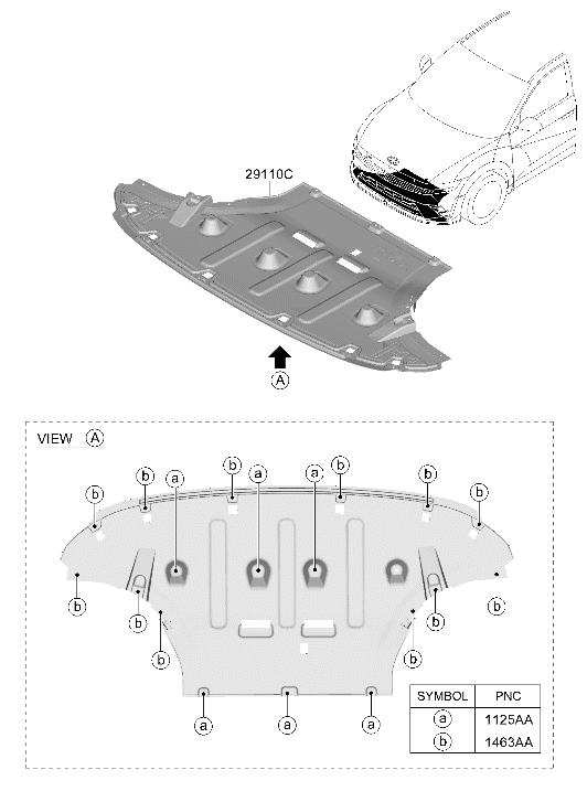 Hyundai 29110-NI000 Under Cover Panel Assembly 29110-NI000 Hyundai Under Cover Panel Assembly
