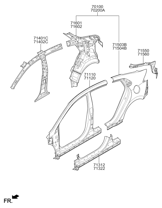 71312-G2D11 Hyundai Panel Side Sill Outer Left Hand