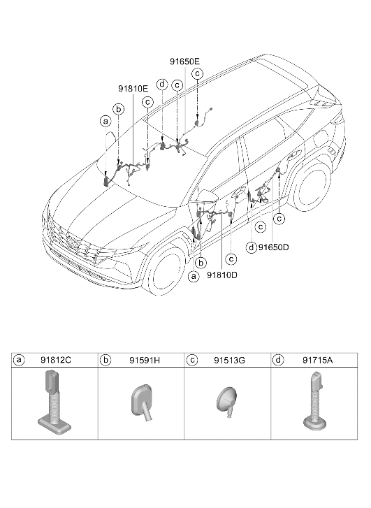 91610-CW510 Hyundai Front Door Wiring Assembly (Passenger)