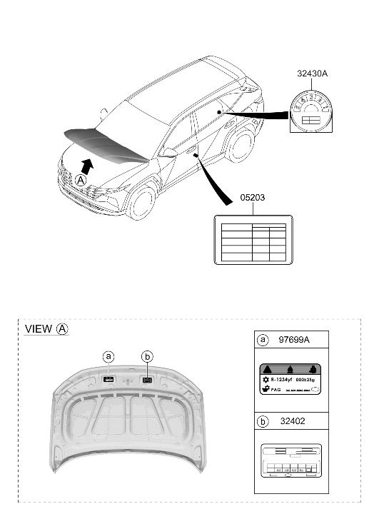 05203-CW450 Hyundai Tire Pressure Label
