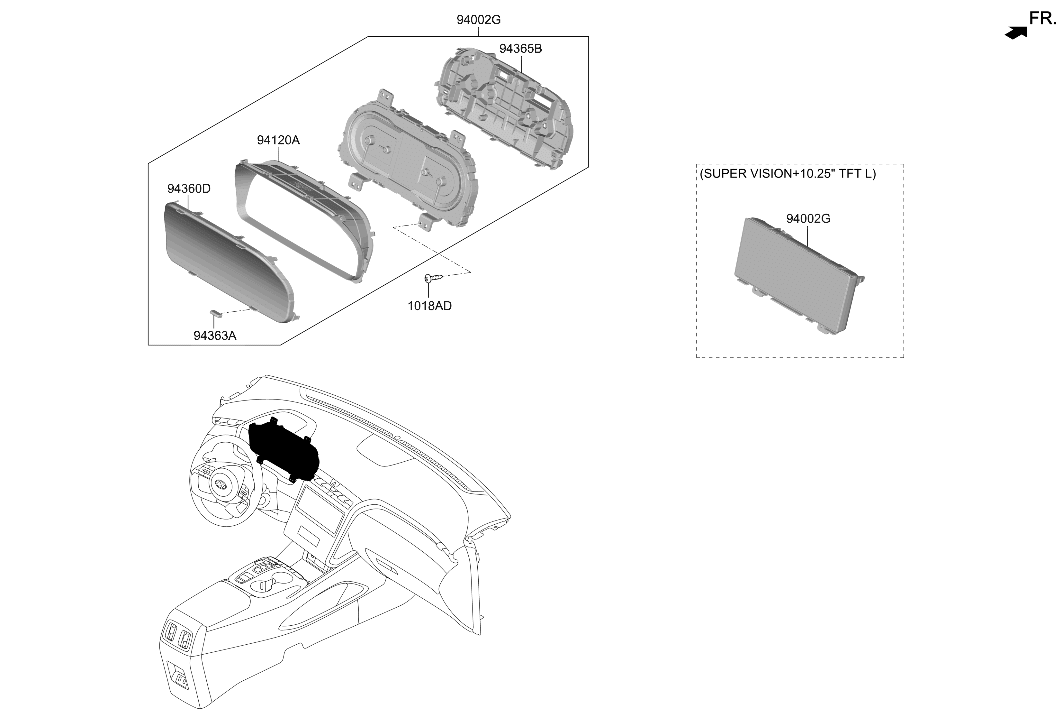 94013-CW050 Hyundai Instrument Cluster Assembly