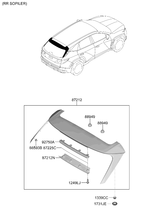 Hyundai 87212-CW000-CA COVER-SPOILER UNDER REAR 87212-CW000-CA Hyundai COVER-SPOILER UNDER REAR